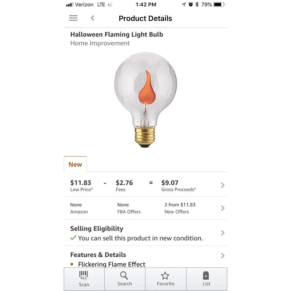 Flaming Fire Flame Lightbulb Halloween Fits Standard Light Socket Hyde & Eek!